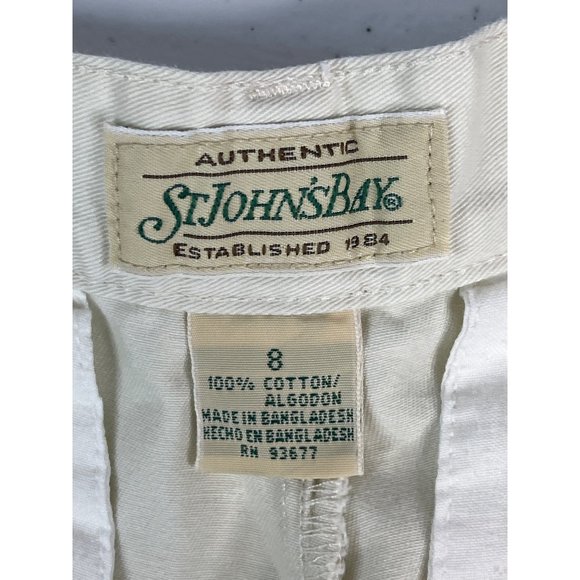 Vintage St. John's Bay Women's Flat Front Shorts 6" Inseam 8 Cream 100% Cotton - Picture 4 of 6